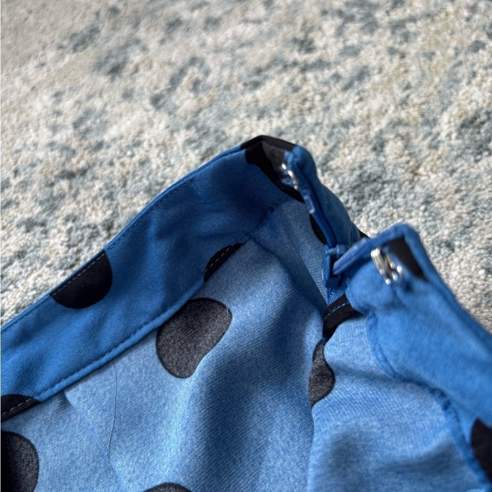 Who What Wear Blue and Black Polka Dot A-Line Skirt - Picture 6 of 8
